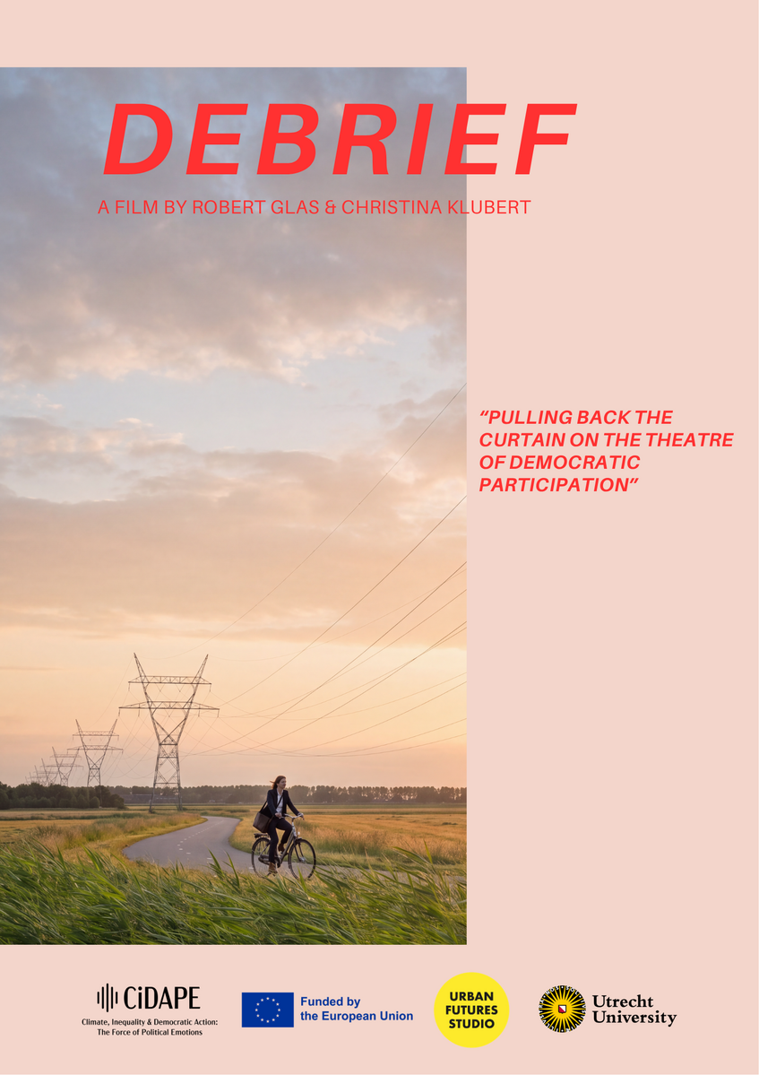 ‘Debrief’ film poster featuring an AI-generated image, drawing inspiration from and developed in reference to real-life posters.